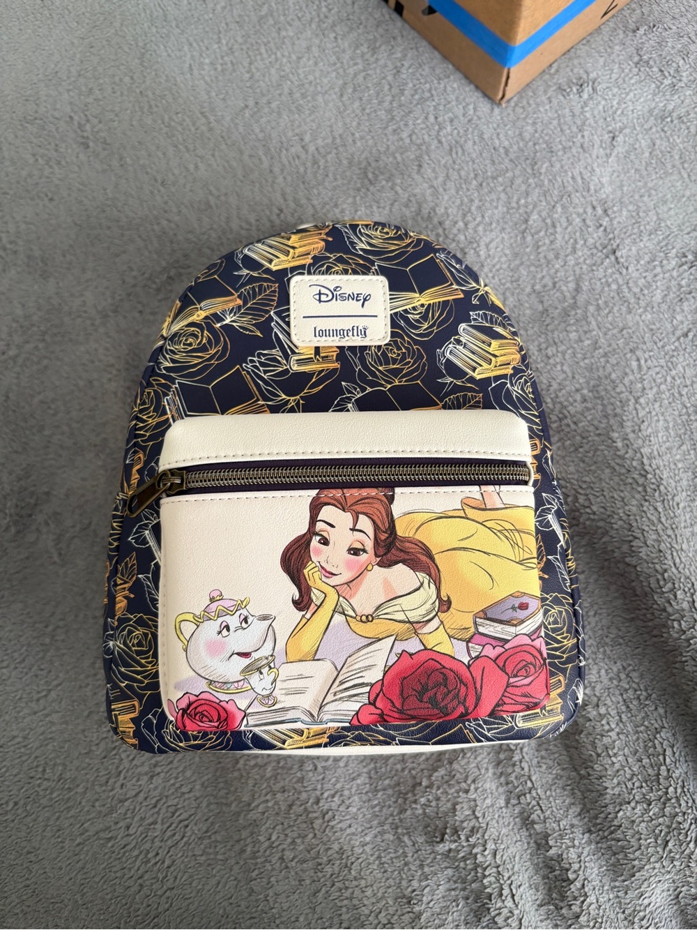 Loungefly Disney Beauty and the Beast Mini Backpack - Navy & Cream & Yellow